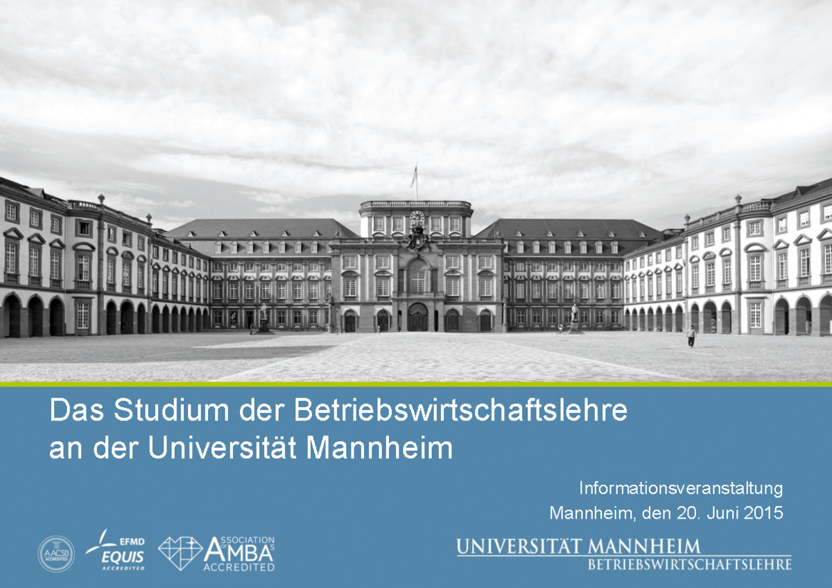 Informationsveranstaltung - Das Studium Der Betriebswirtschaftslehre An ...