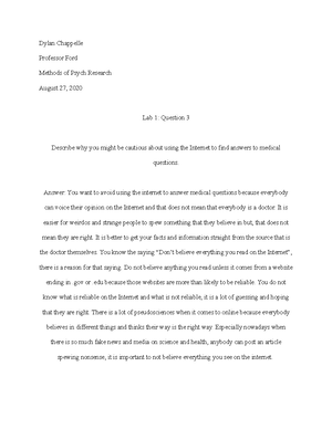 Lab 2 - Homework - Dylan Chappelle Professor Ford Methods of Psych ...