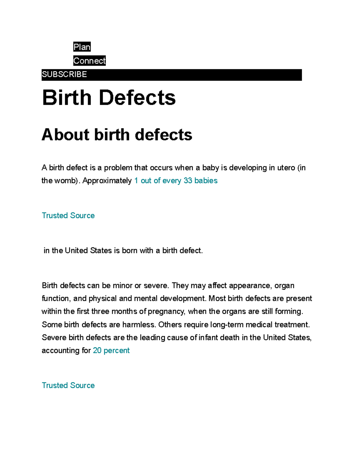 Plan - Plan - Plan Connect SUBSCRIBE Birth Defects About birth defects ...