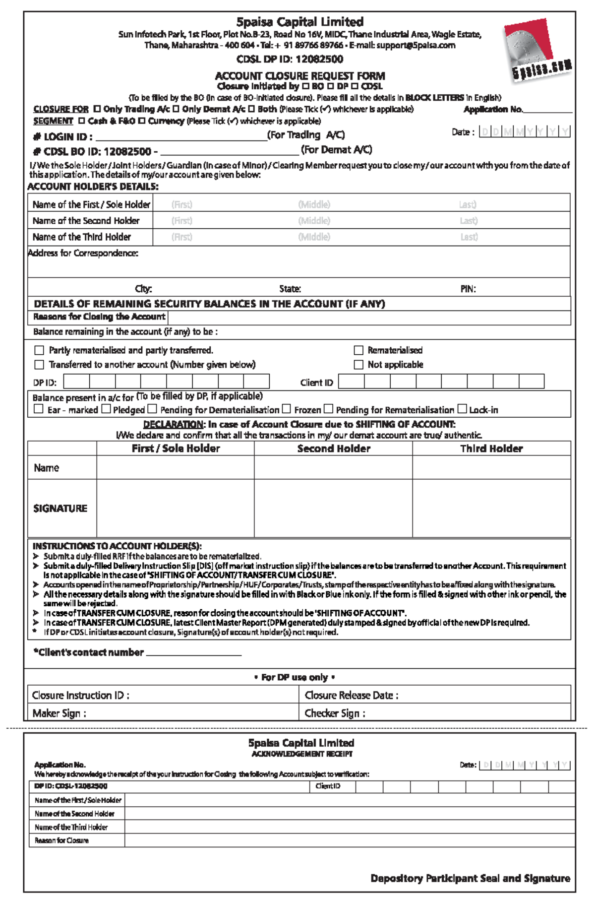 Account-closure-form - Computer Science - Studocu