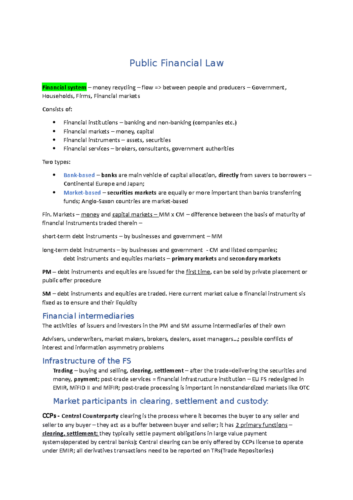 Public Financial Law PFL notes Public Financial Law Financial system money recycling