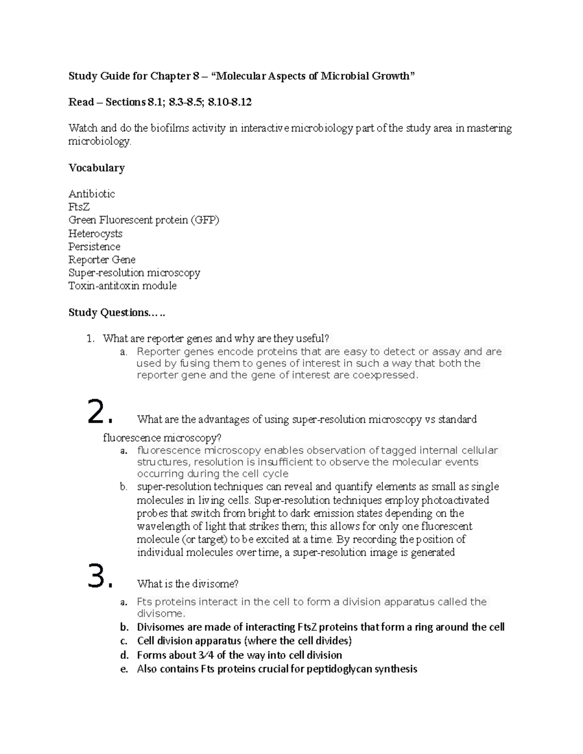 Chapter 8 - Study Guide - Study Guide For Chapter 8 – “Molecular ...