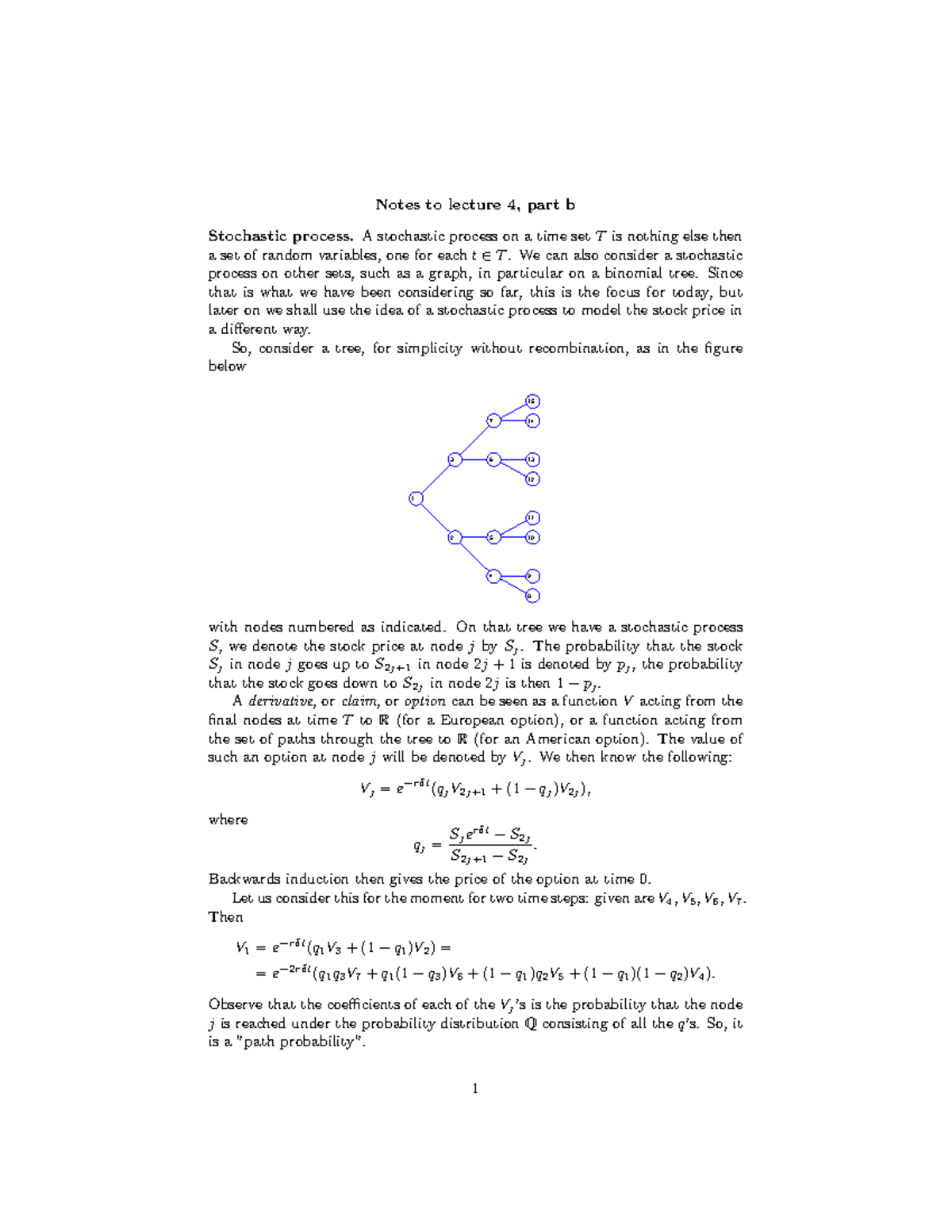 Lecture 4 - Notes To Lecture 4, Part B Stochastic Process. A Stochastic ...