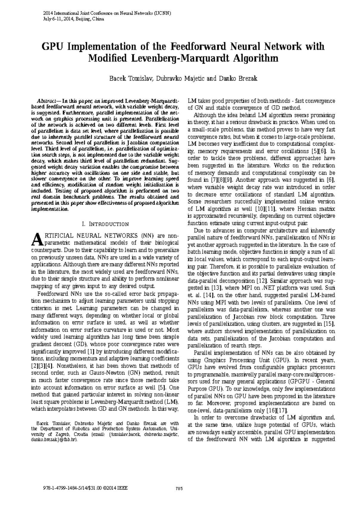 GPU Implementation of the Feedforward Neural Network with levenberg ...