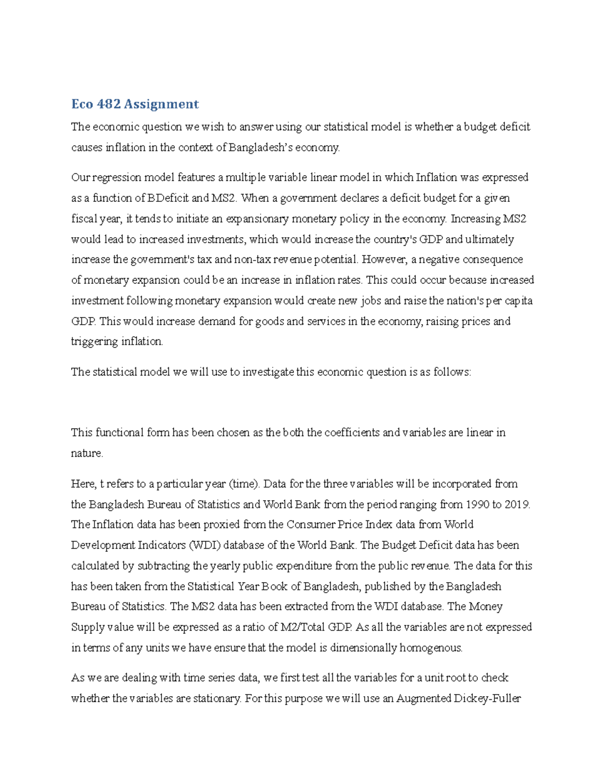 Eco482 Assignment 2 Eco 482 Assignment The Economic Question We Wish