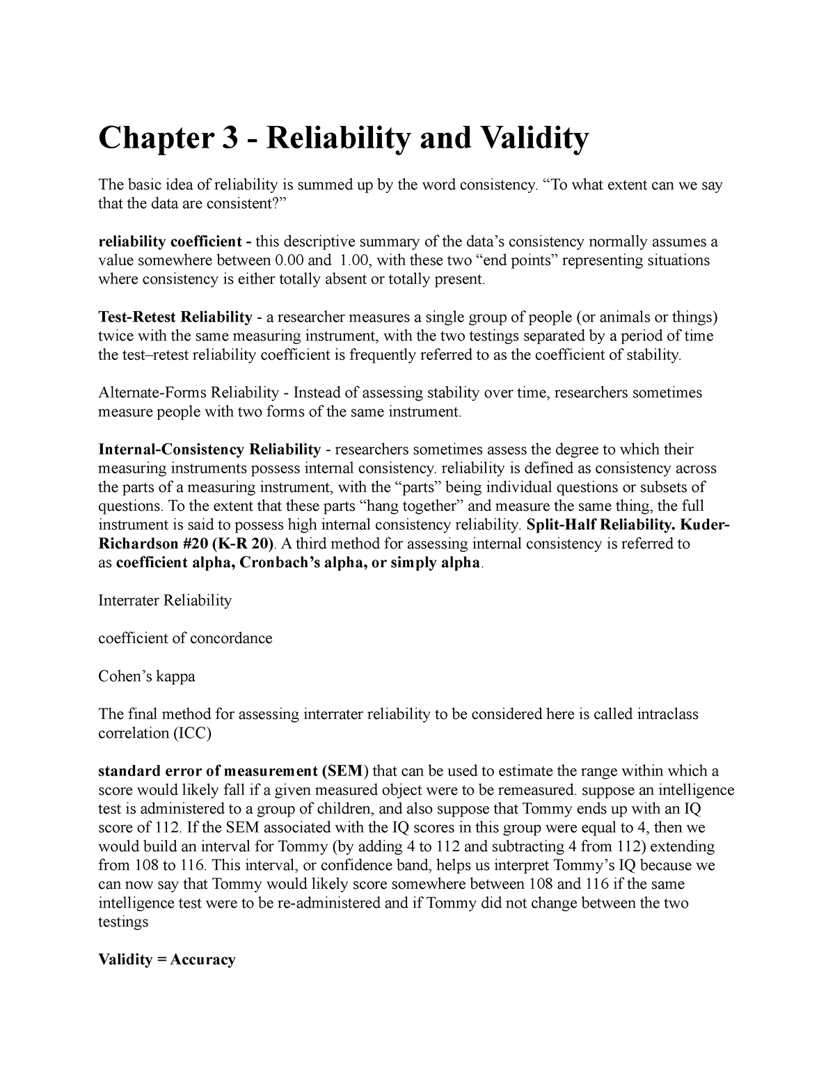 chapter 3 research methods reliability