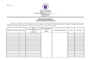 BS Form 2 School Work Plan - School Logo BE FORM 2 Sangay ng Paaralang ...