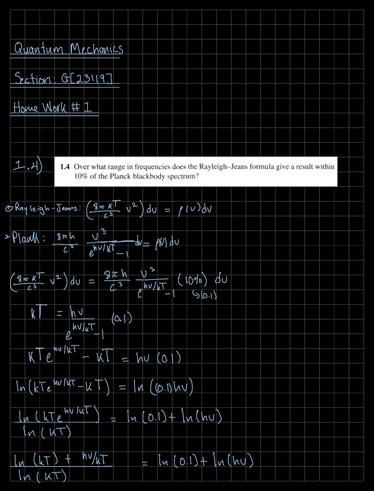 quantum mechanics homework solutions