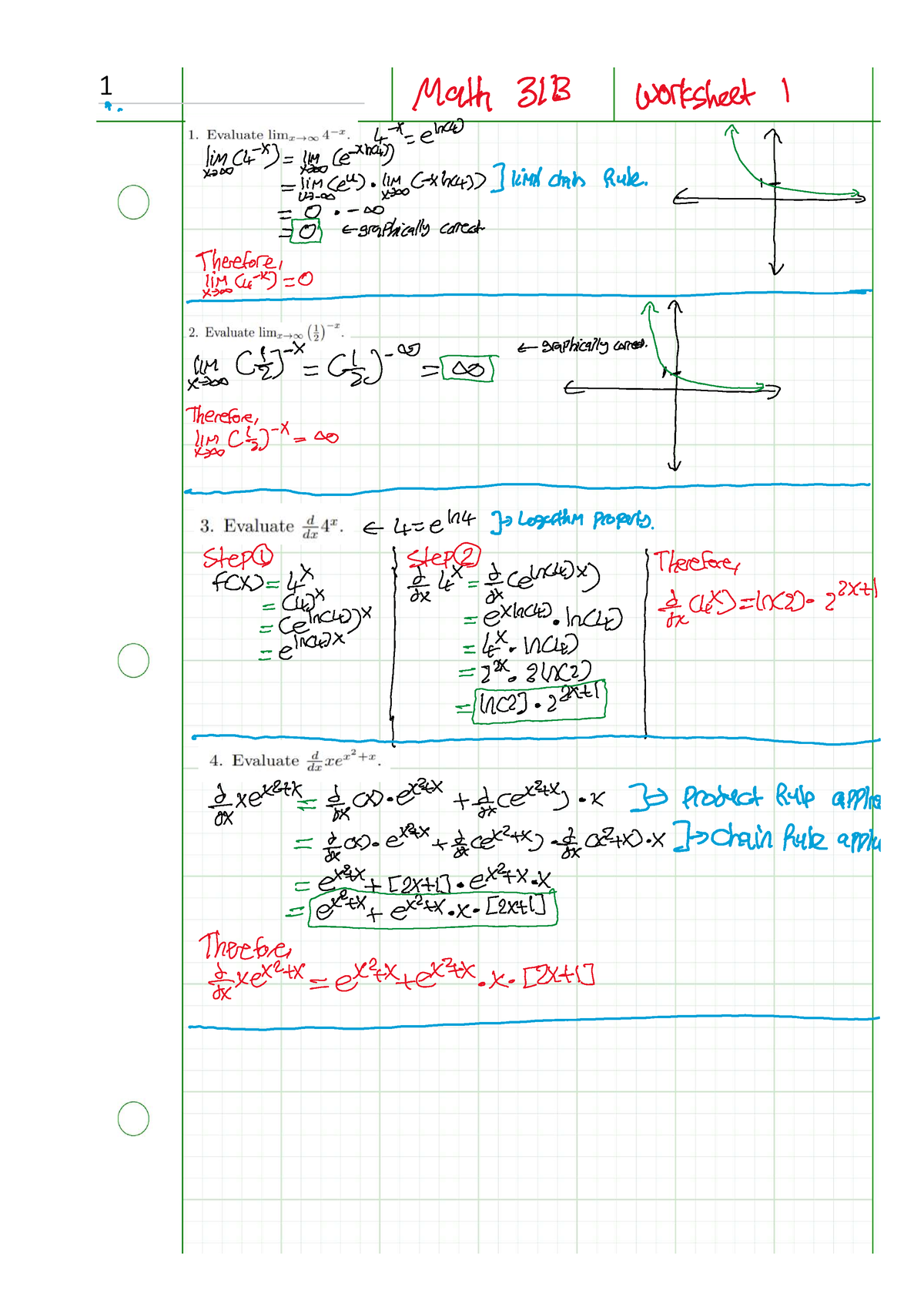 Math 31B - Worksheet 1 - Professor Andrews - MATH 31B - Studocu