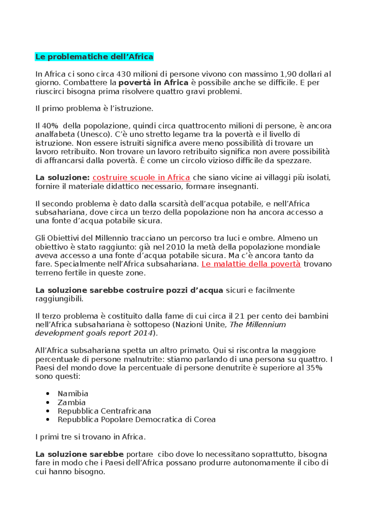 Le 4 problematiche africane - Le problematiche dell’Africa In Africa ci ...