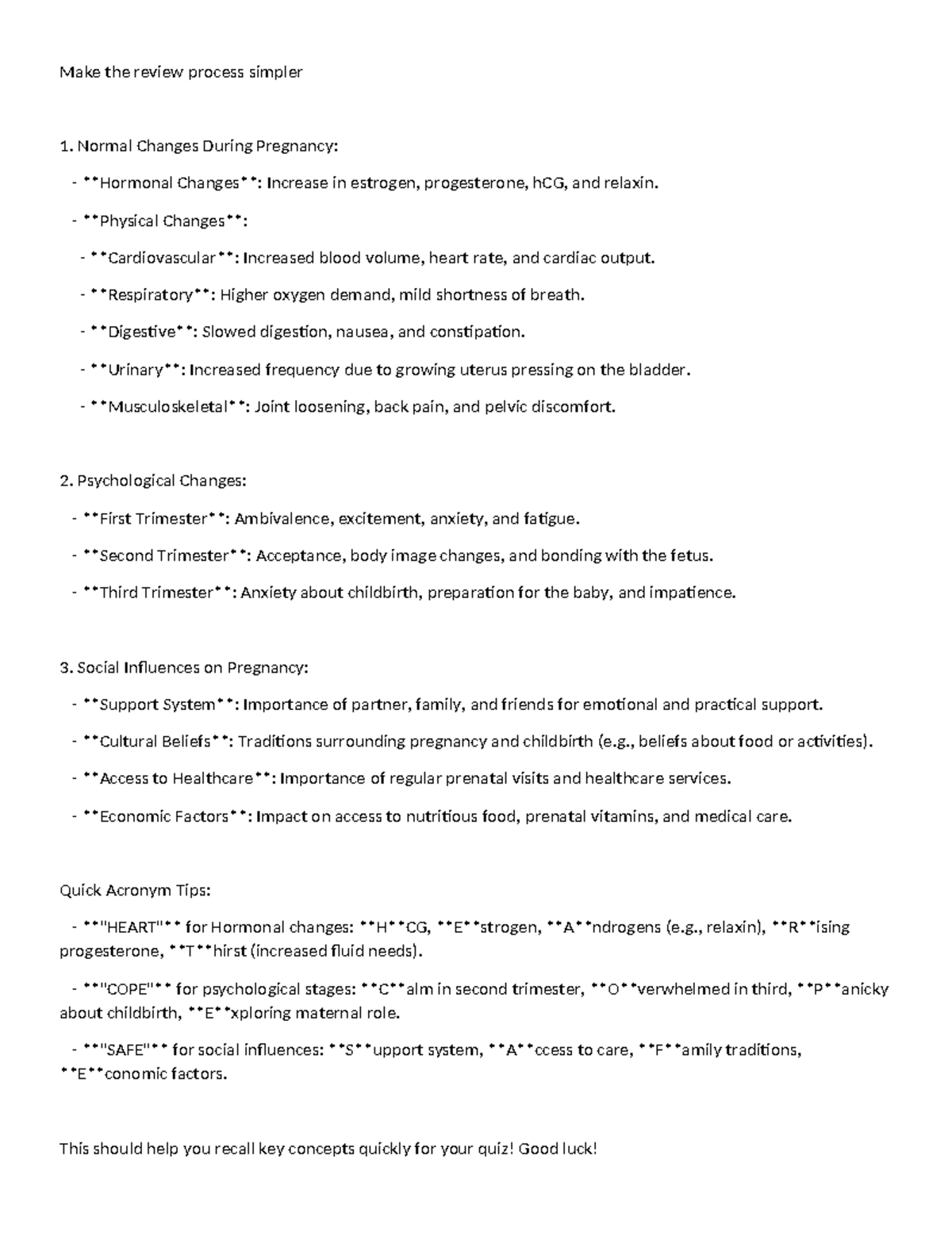 Normal Changes during preg (review type) - Make the review process ...