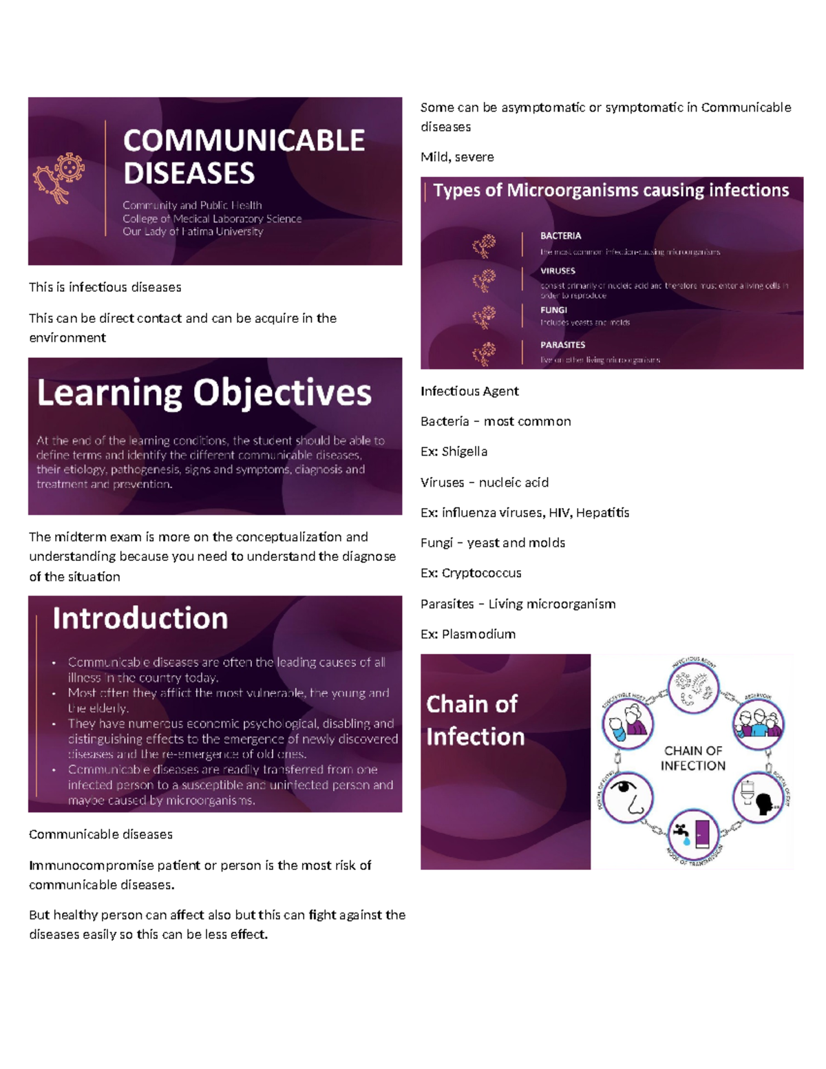 CPHM 111 - Communicable Diseases - This is infectious diseases This can ...