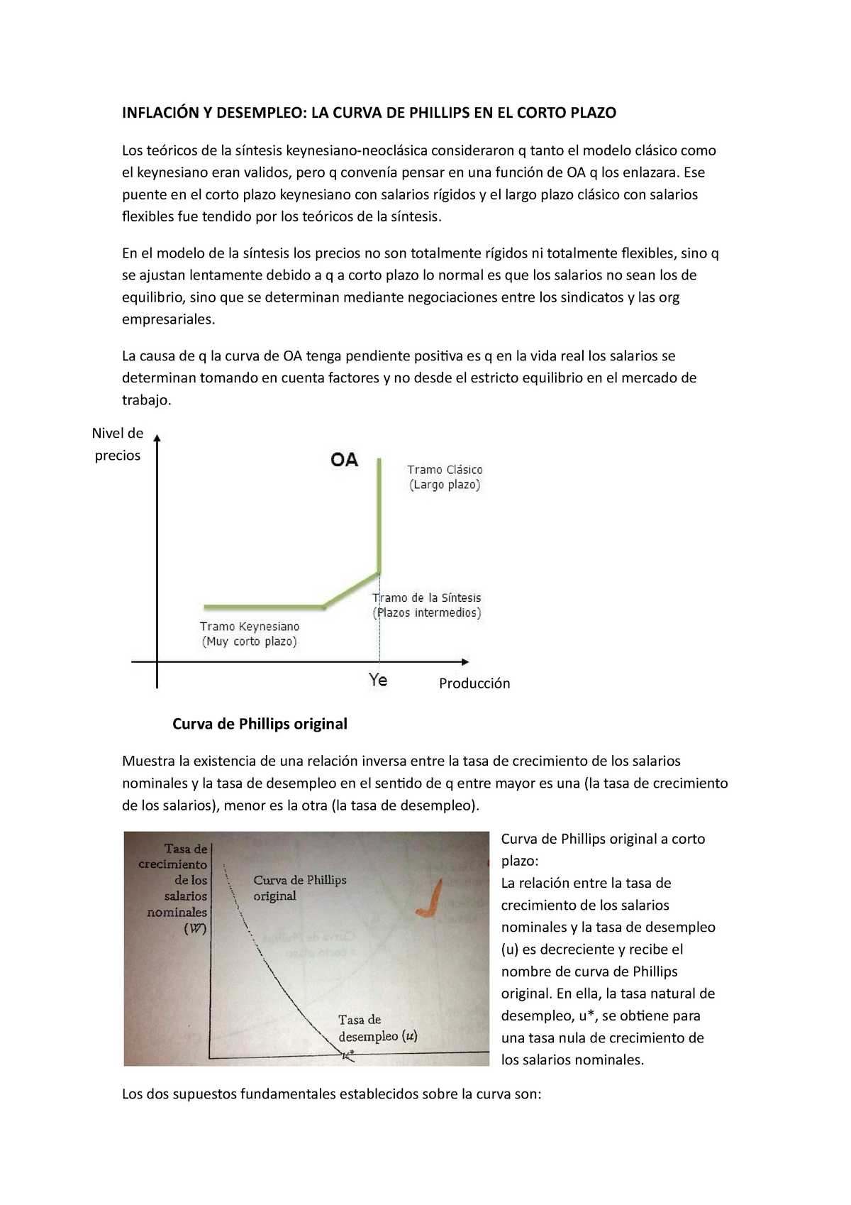 Curva de Phillips de algun trabajo - INFLACIÓN Y DESEMPLEO: LA CURVA DE  PHILLIPS EN EL CORTO PLAZO - Studocu