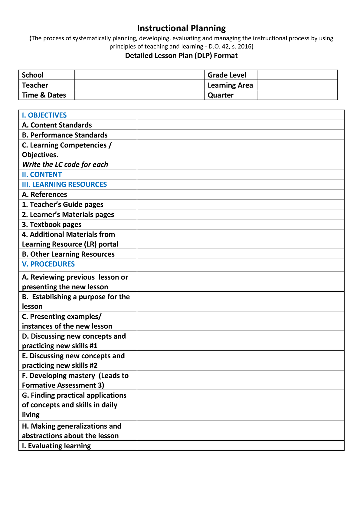 Dlp-format - N/A - Instructional Planning (The process of ...