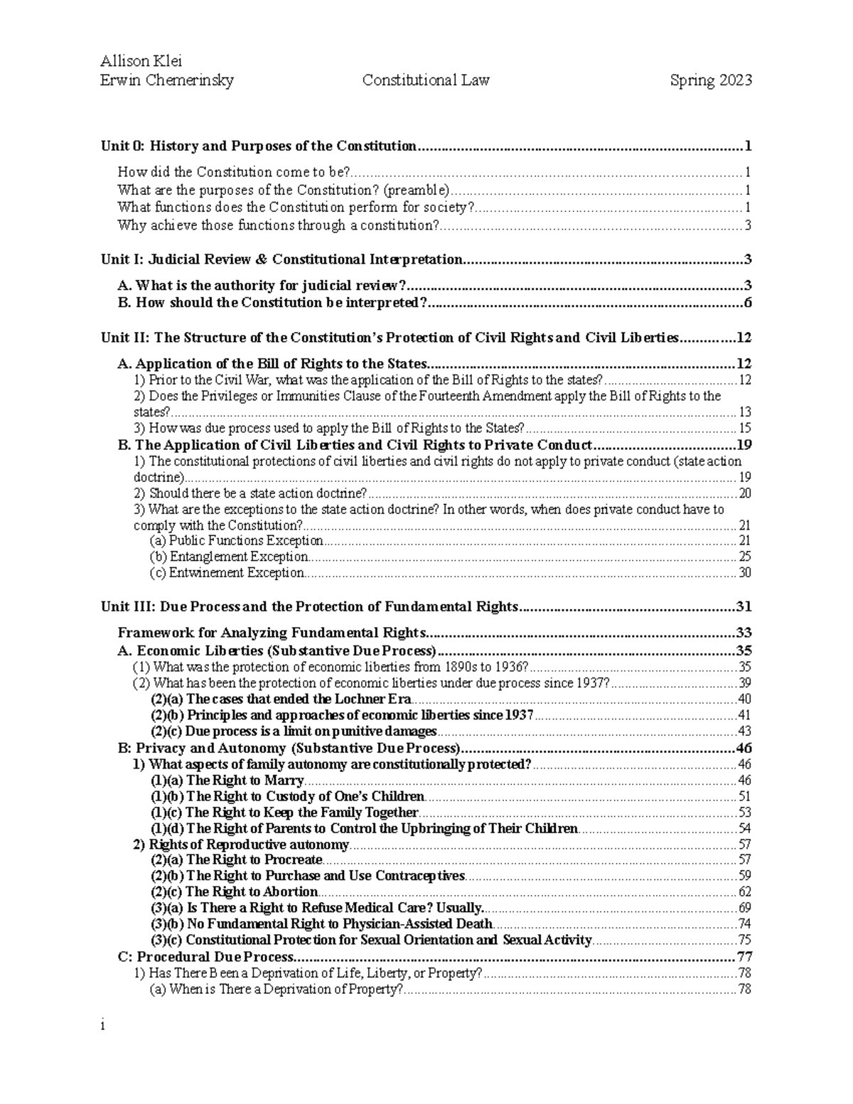 Constitutional law outline Does the Privileges or Immunities Clause