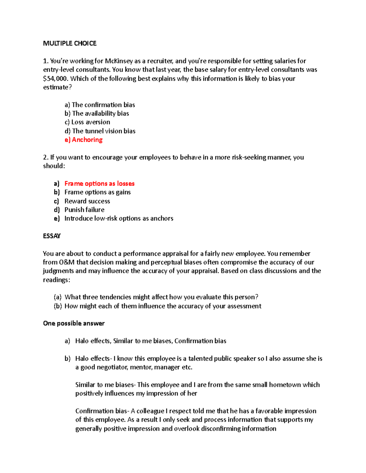 Midterm Sample Questions and Answers - MULTIPLE CHOICE You’re working ...