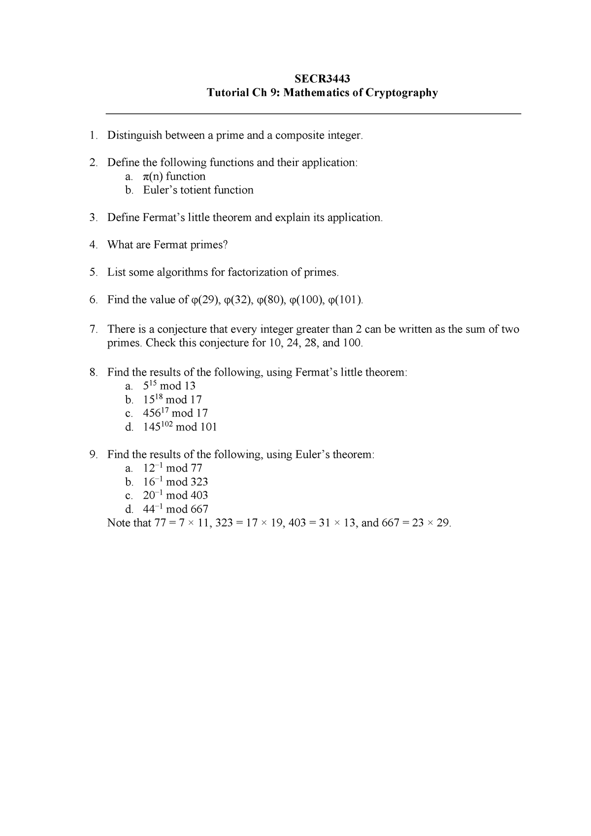 Tutorial Ch 9 - dds - SECR Tutorial Ch 9 : Mathematics of Cryptography ...