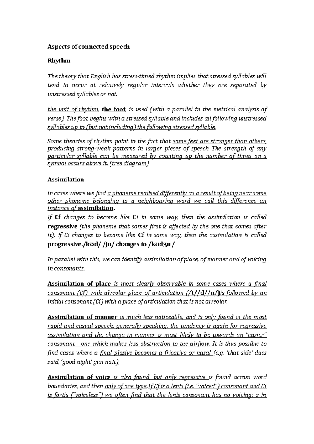 Aspect of connected speech - Aspects of connected speech Rhythm The ...