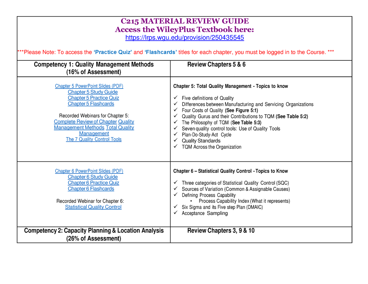 C215 Material Review Guide - C215 - WGU - Studocu