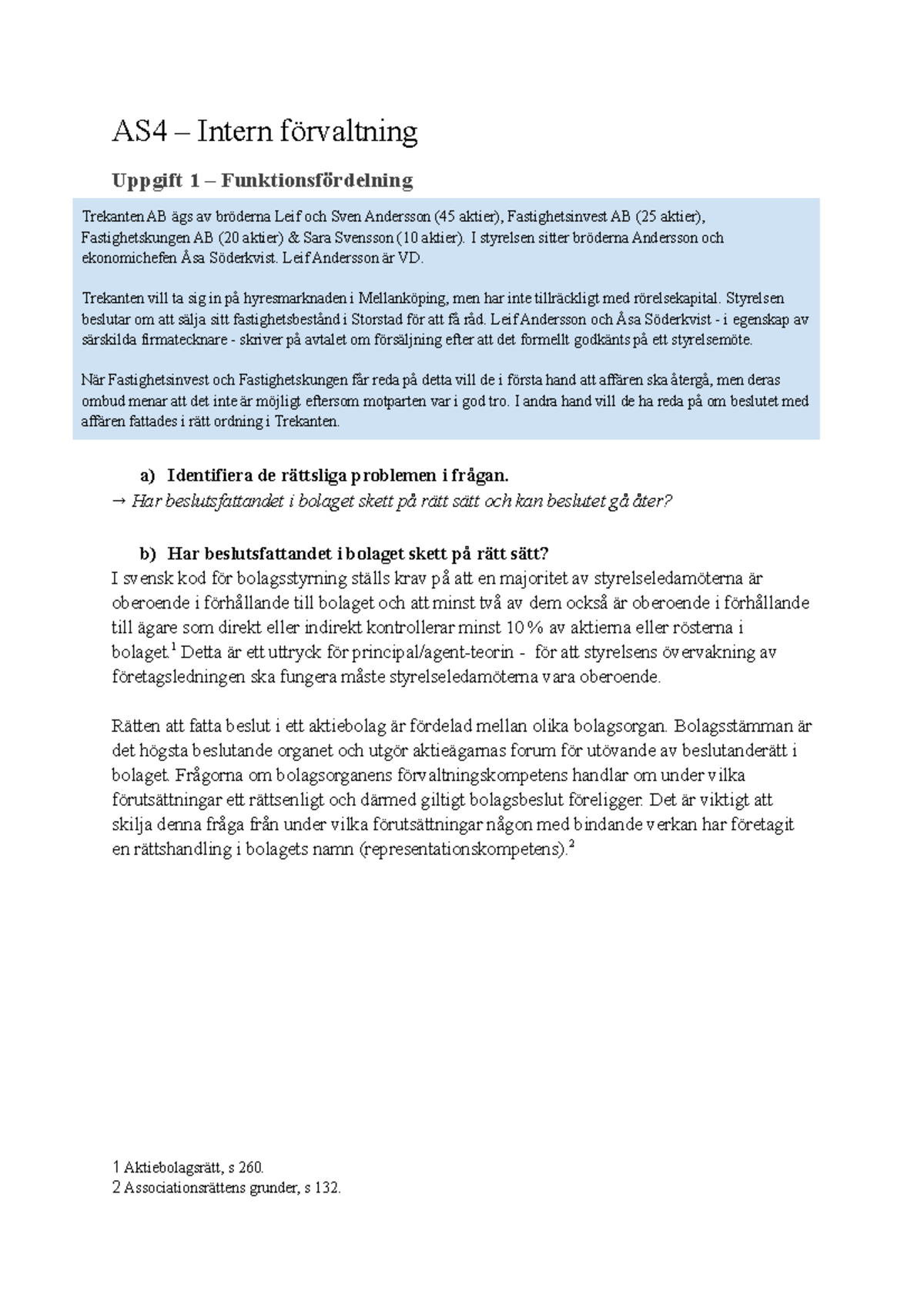 Associationsrätt 4 - Intern förvaltning - AS4 – Intern förvaltning ...