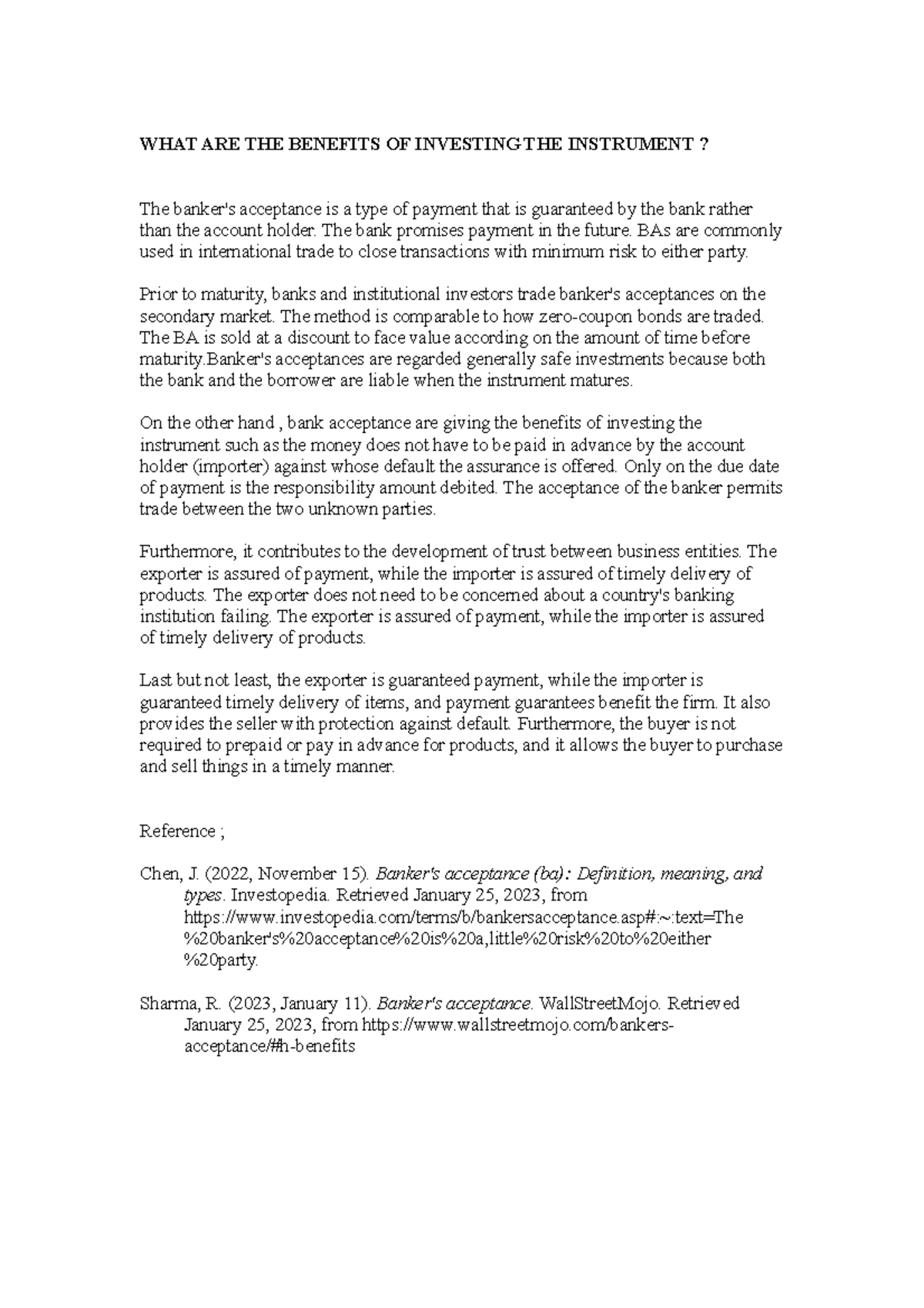 WHAT ARE THE Benefits OF Investing THE Instrument WHAT ARE THE