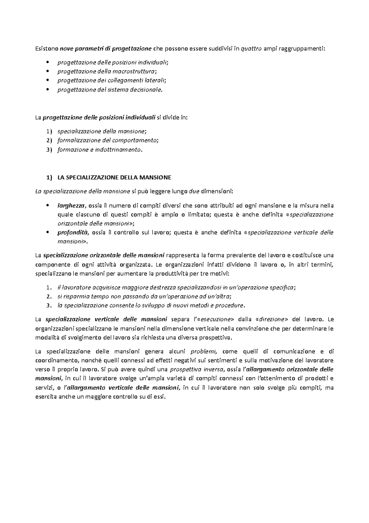 2)LA Progettazione Delle Posizioni Individuali - Esistono nove ...