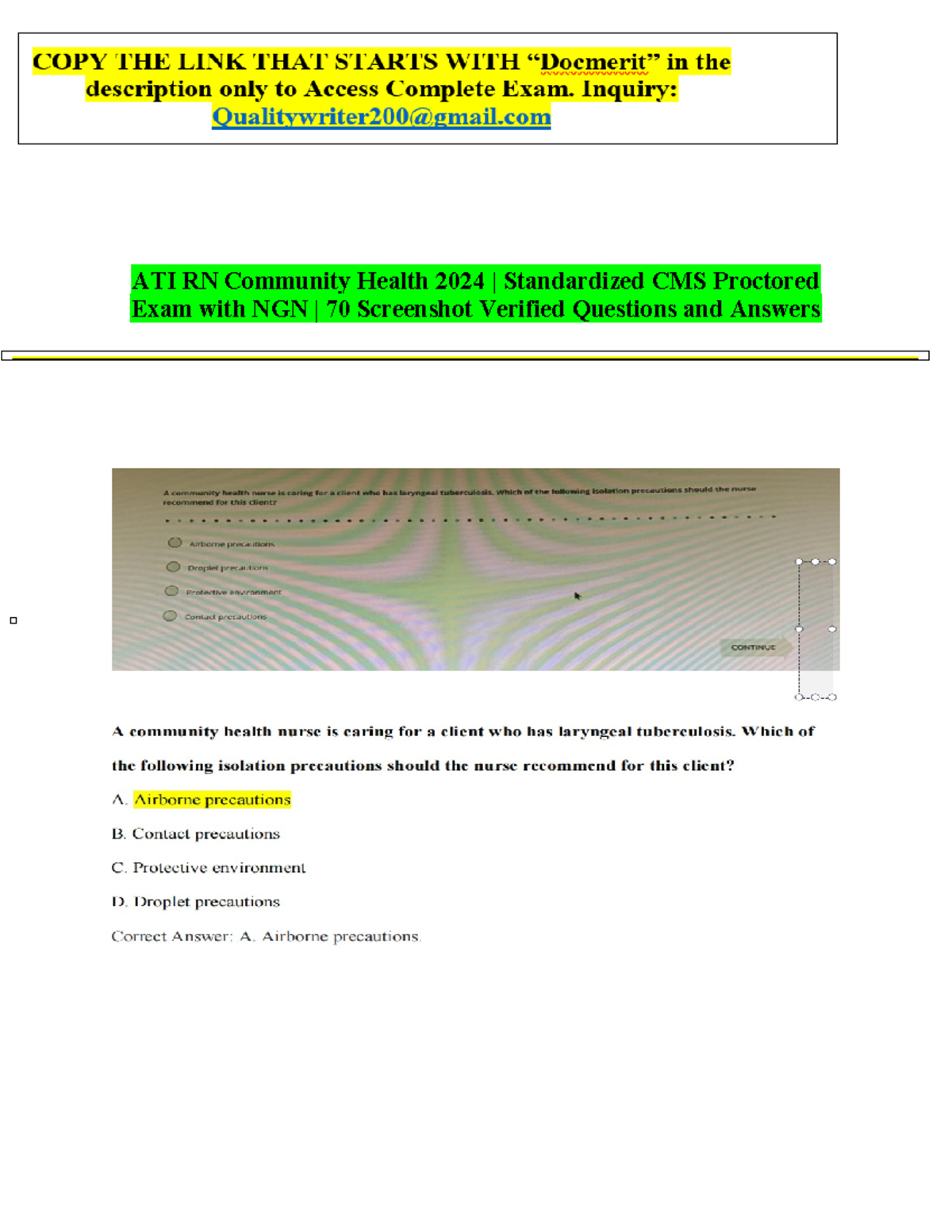 All 2024 Ati Rn Community Health Exam 2024 Ngn Questions And Cms