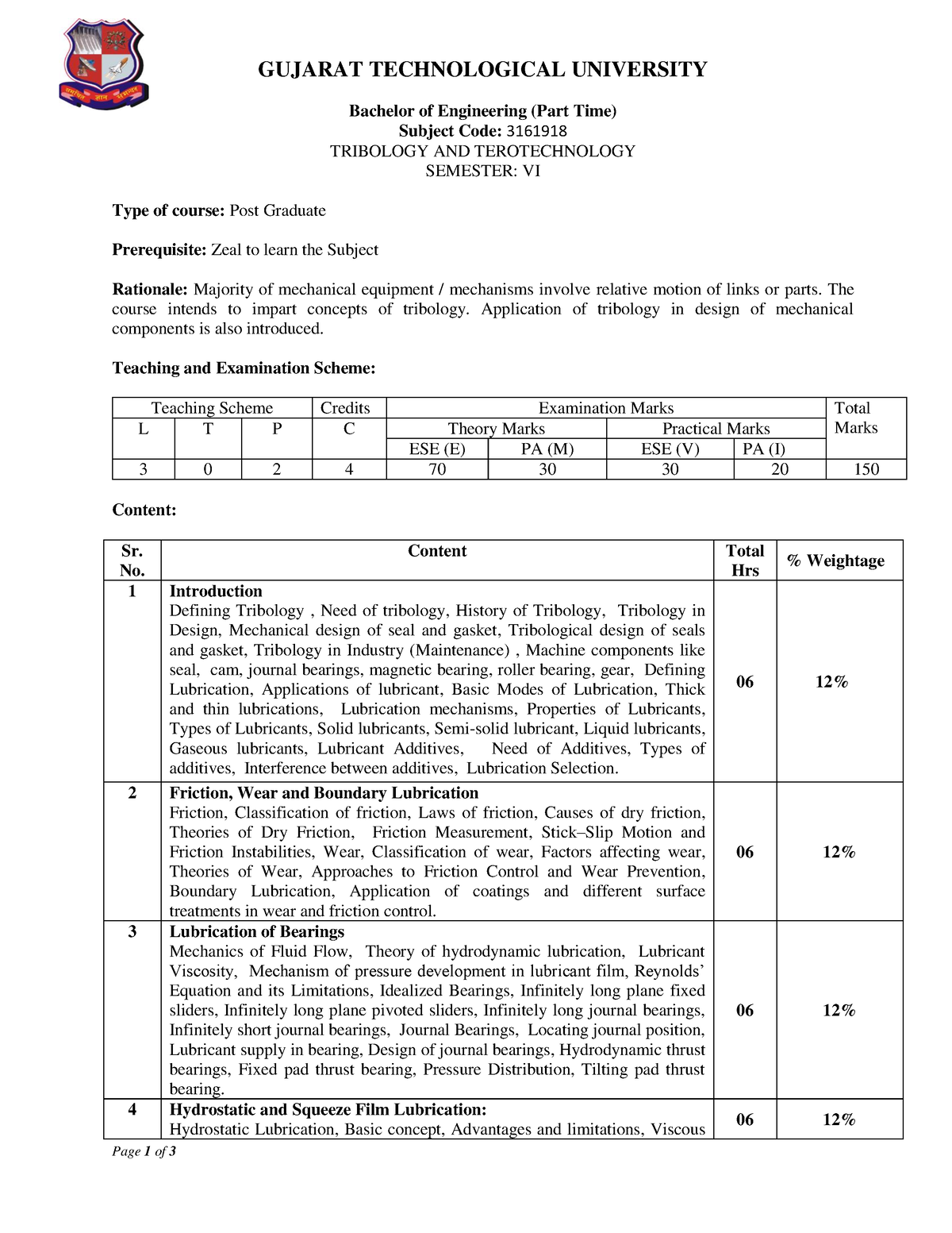 3161918 - 6th Sem syllabus is required - GUJARAT TECHNOLOGICAL ...