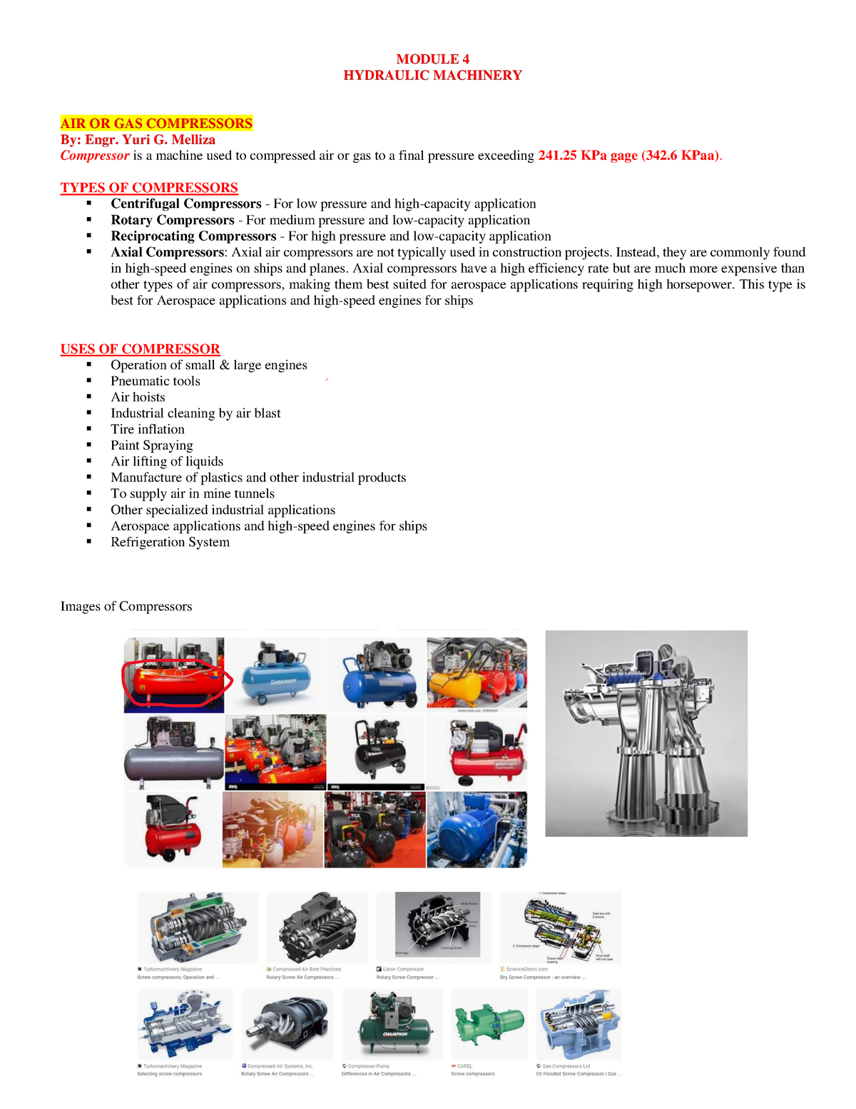 Module 4 - Air Or Gas Compressors - MODULE 4 HYDRAULIC MACHINERY AIR OR ...