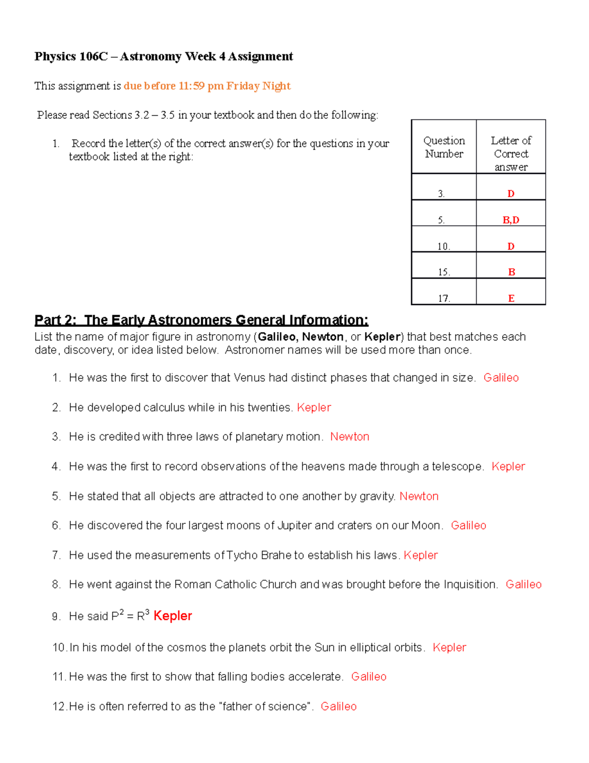 Assignment #4 - Physics 106C – Astronomy Week 4 Assignment This ...