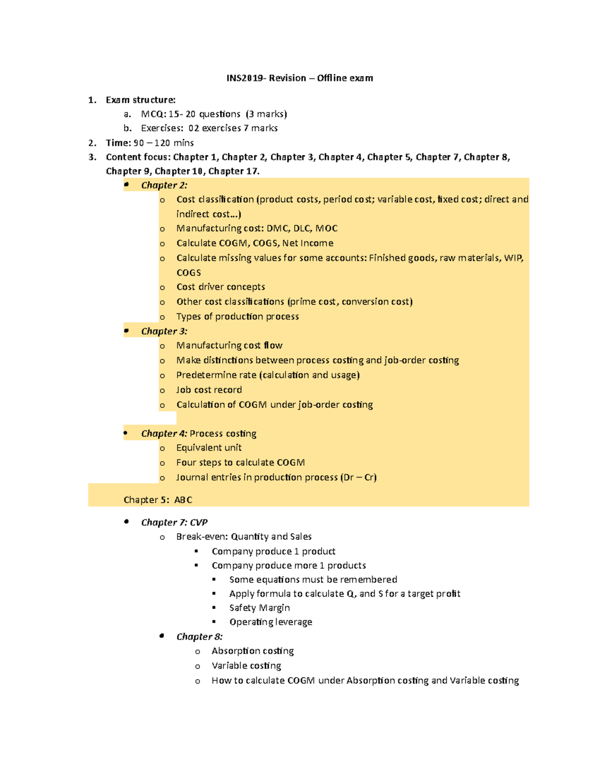 Ins2019-revision - No Description - Ins2019- Revision – Offline Exam 