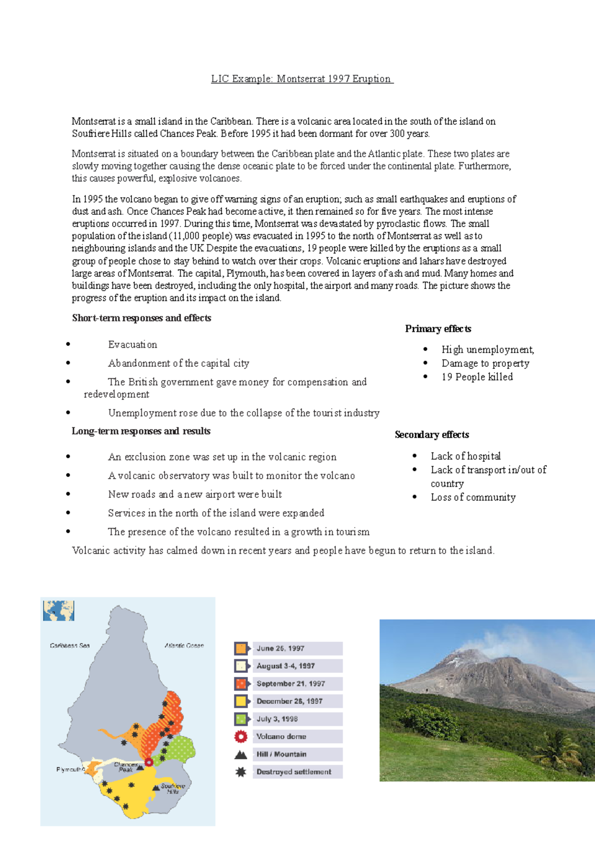 montserrat volcano 1997 case study