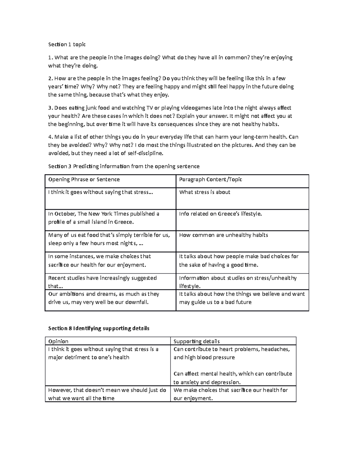 Assingment 5 Ingles - ....... - Section 1 topic What are the people in ...