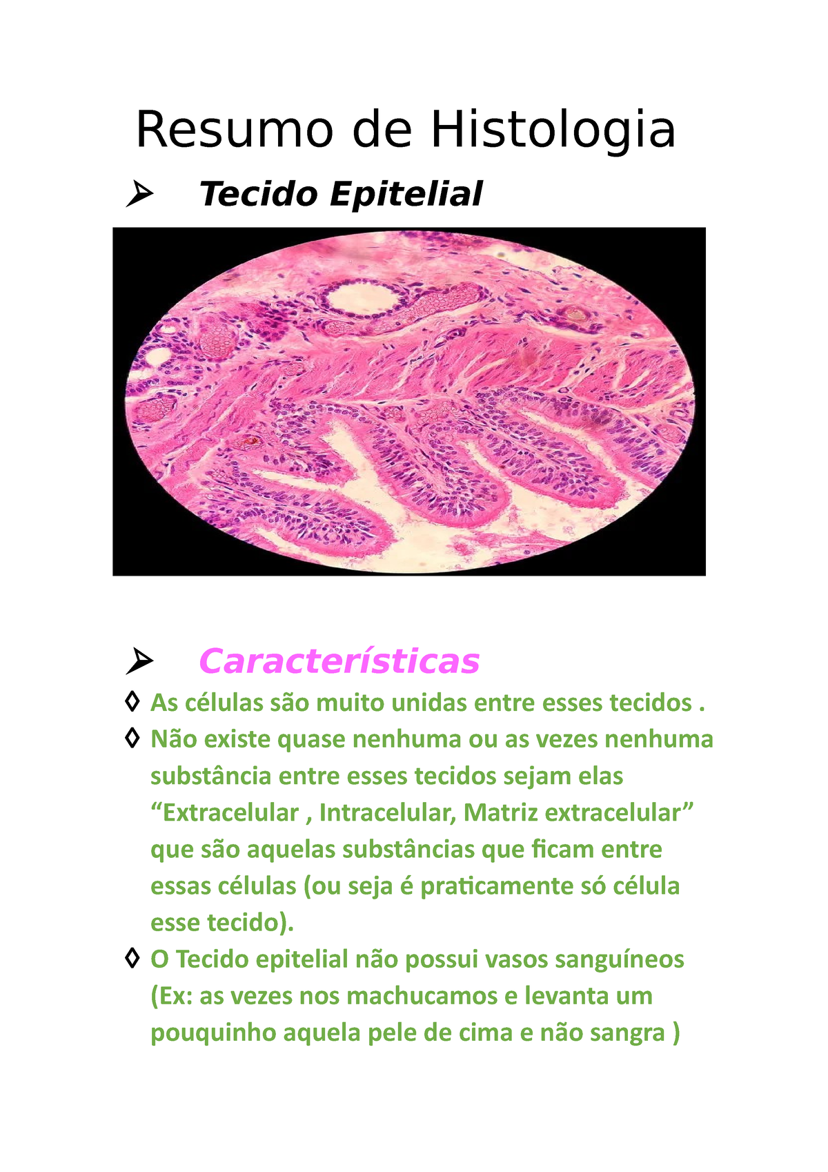 Tecido Glandular E Epitelial Resumo De Histologia Tecido Epitelial