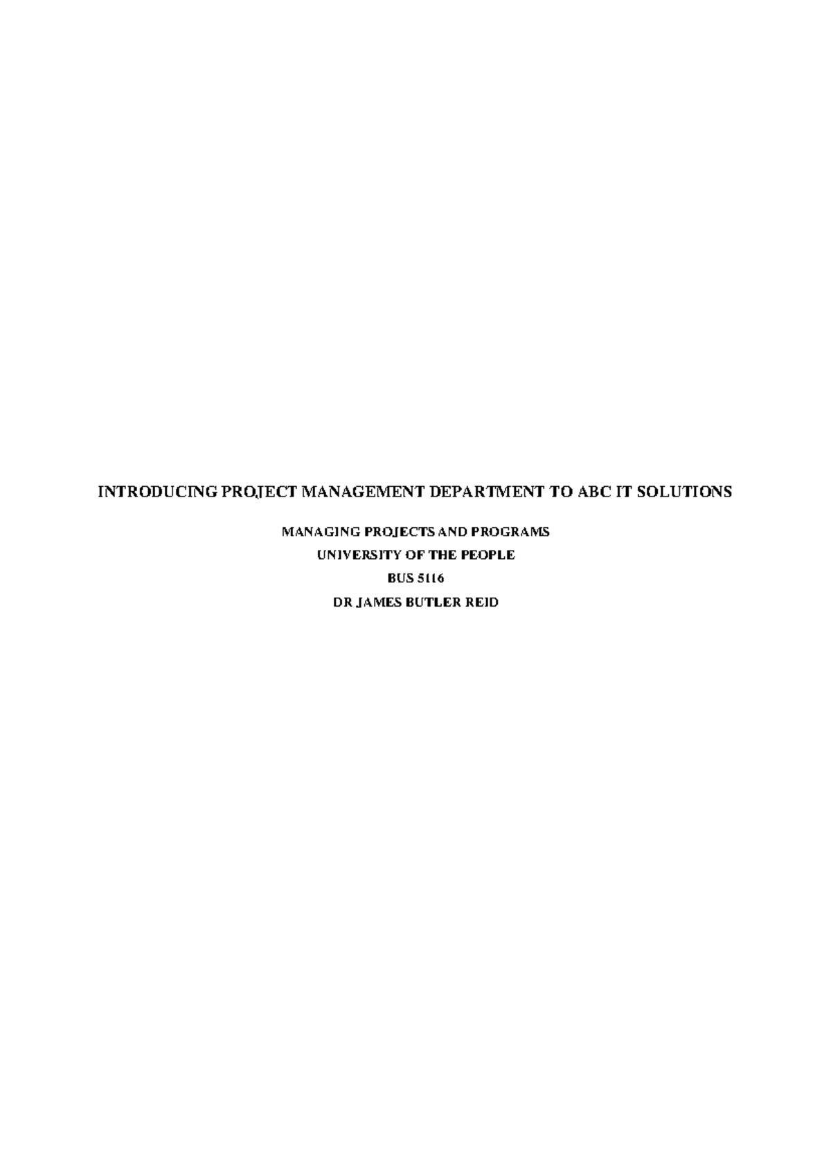 it project management assignment 1