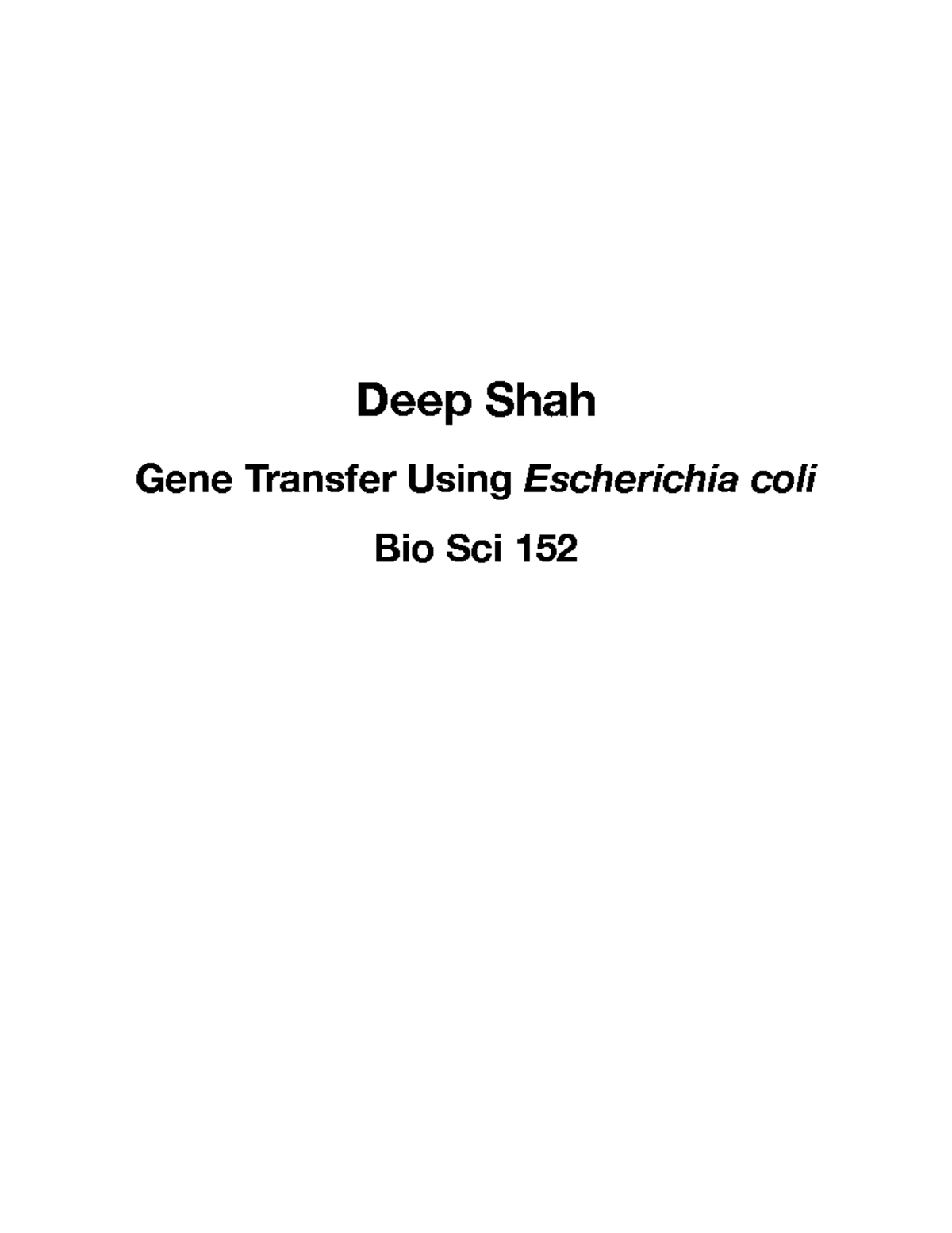 Final Draft Gene Transfer - Deep Shah Gene Transfer Using Escherichia ...