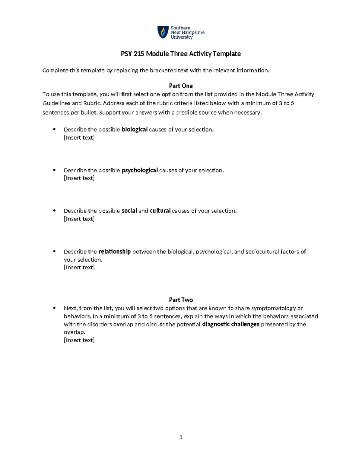 PSY 215 Module Three Activity Template - PSY 215 Module Three Activity ...