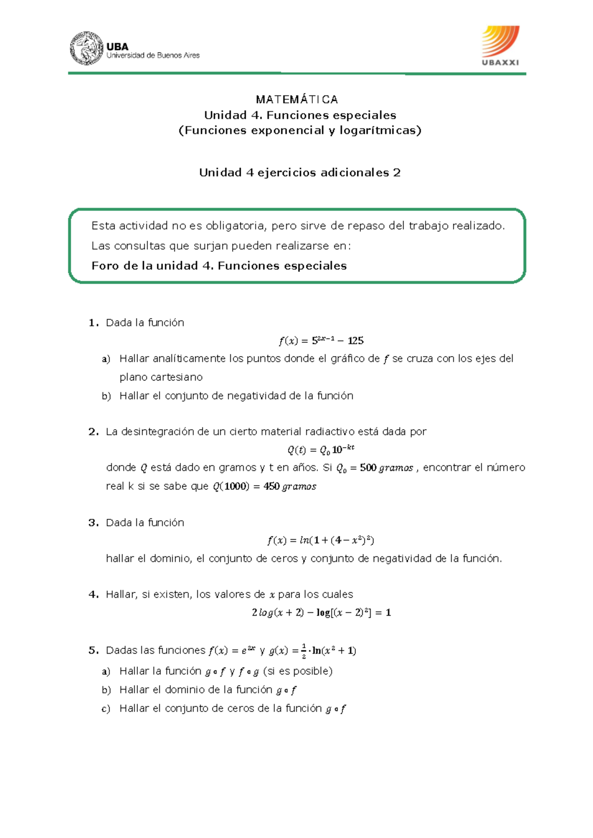 Unidad 4 ejercicios adicionales 2 - Unidad 4 ejercicios adicionales 2 ...