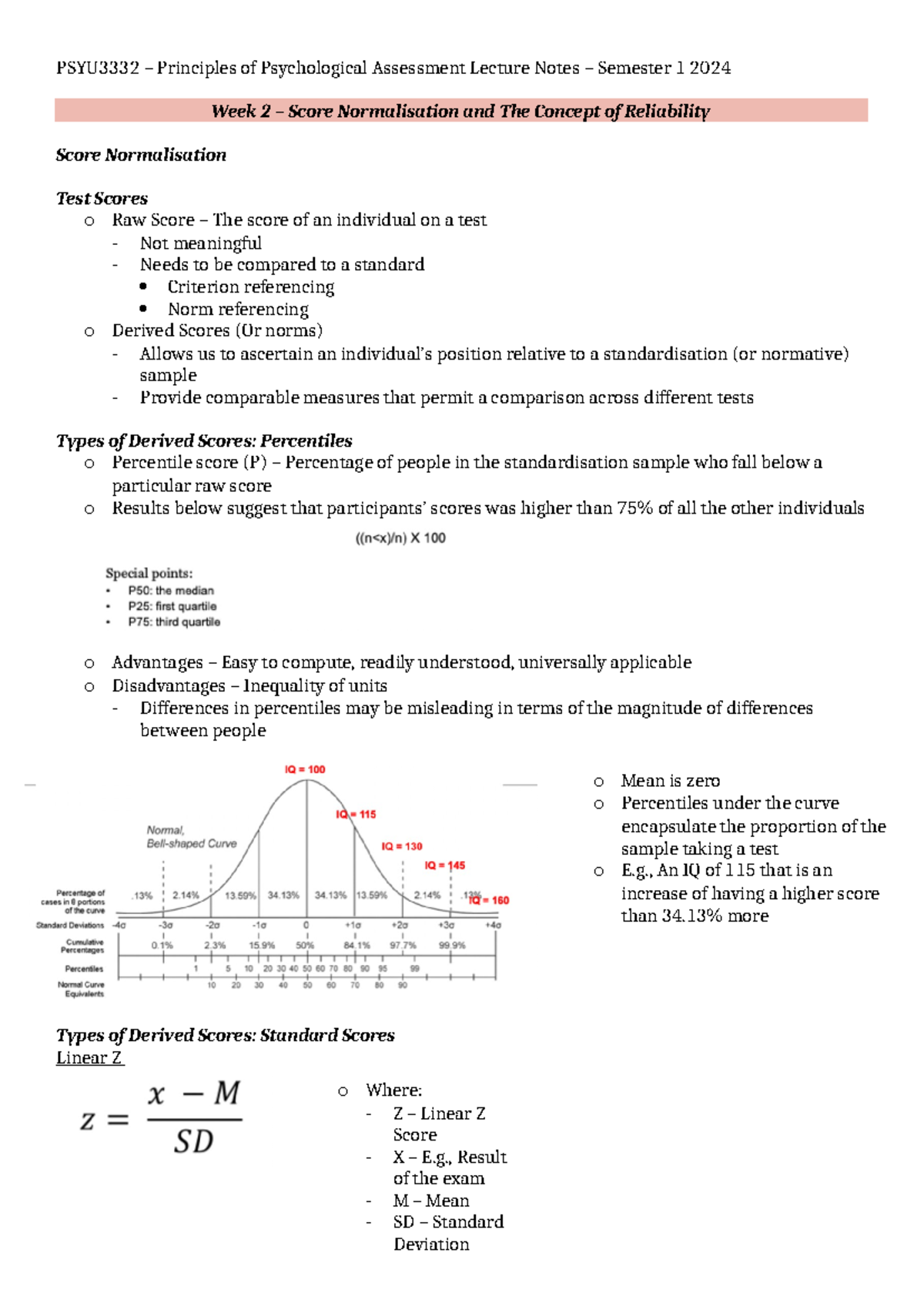 PSYU3332 lecture notes - PSYU3332 – Principles of Psychological ...