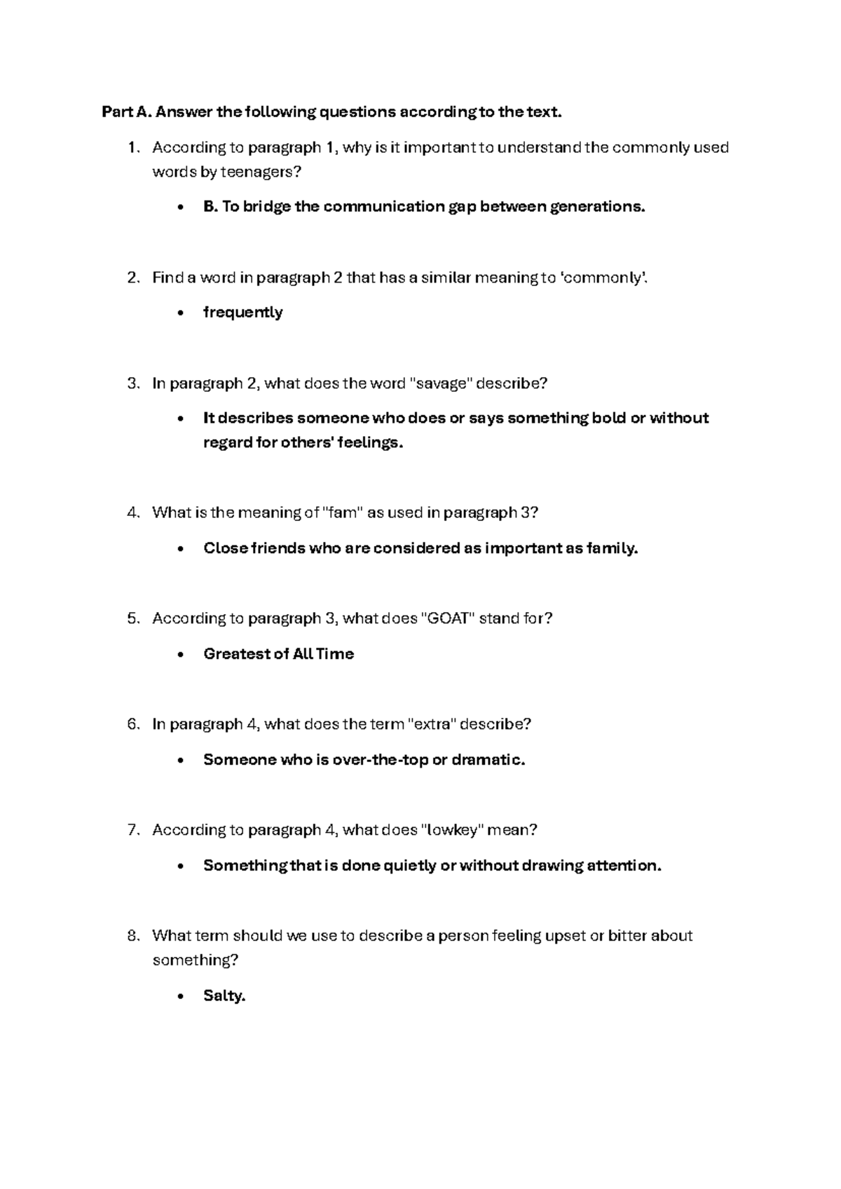 12-8-2024 to 23-8-2024 Commonly Used English Words of Teenagers ...