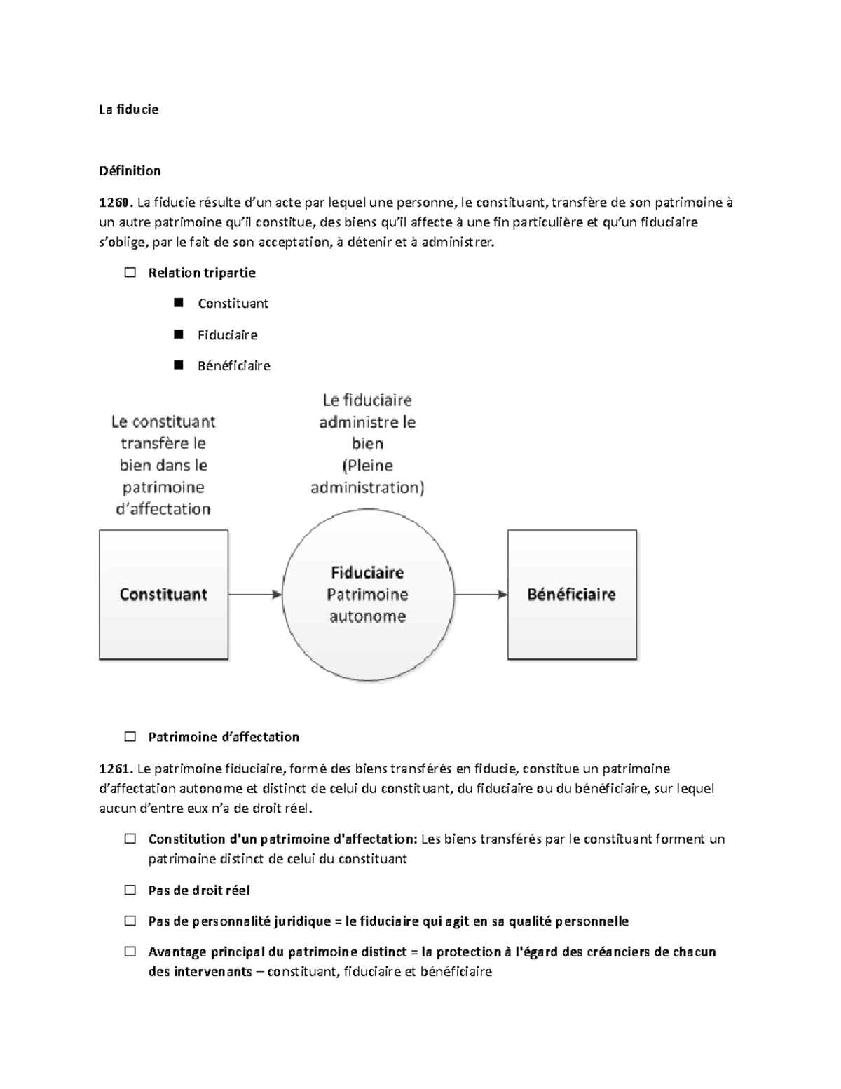 Cours 12 - Droit - La Fiducie Définition La Fiducie Résulte D’un Acte ...