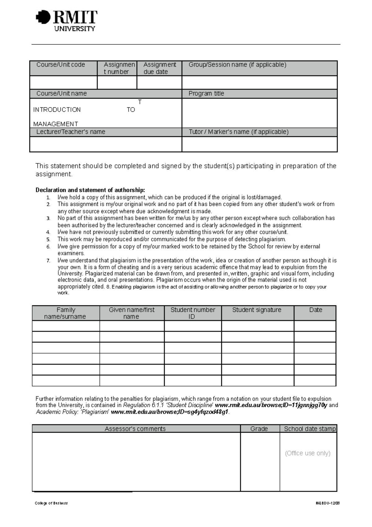 Assignment 1 - Analysis paper - Individual (30%) - Course/Unit code ...