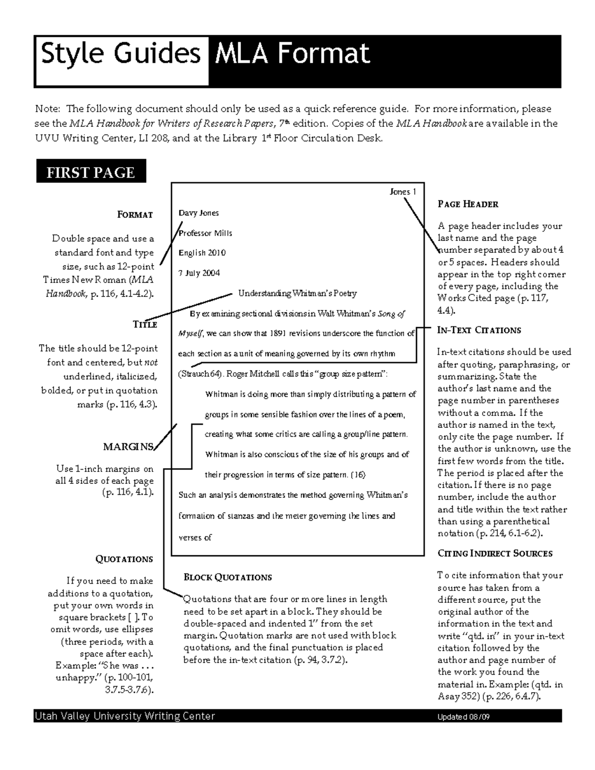 MLA Format Style Guide - Studocu