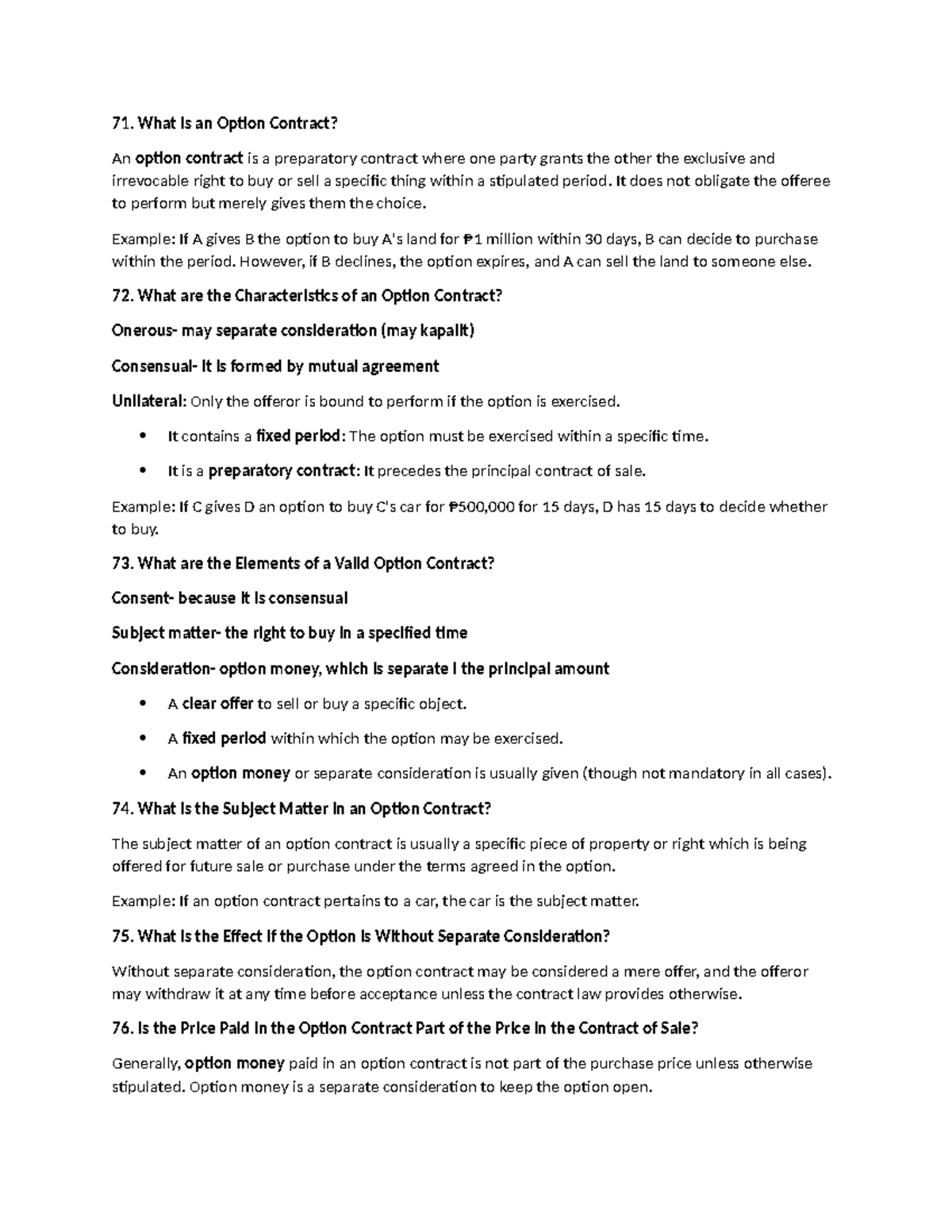 Law4 - lawlaw - What is an Option Contract? An option contract is a ...