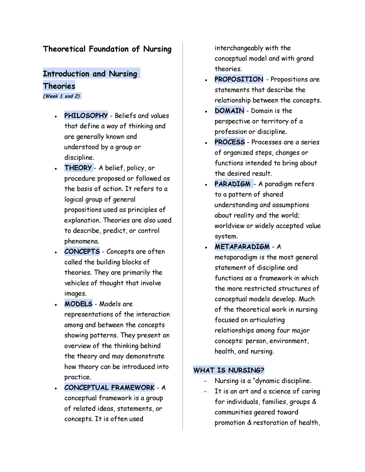 Prelims - TFN - Theoretical Foundation Of Nursing Introduction And ...