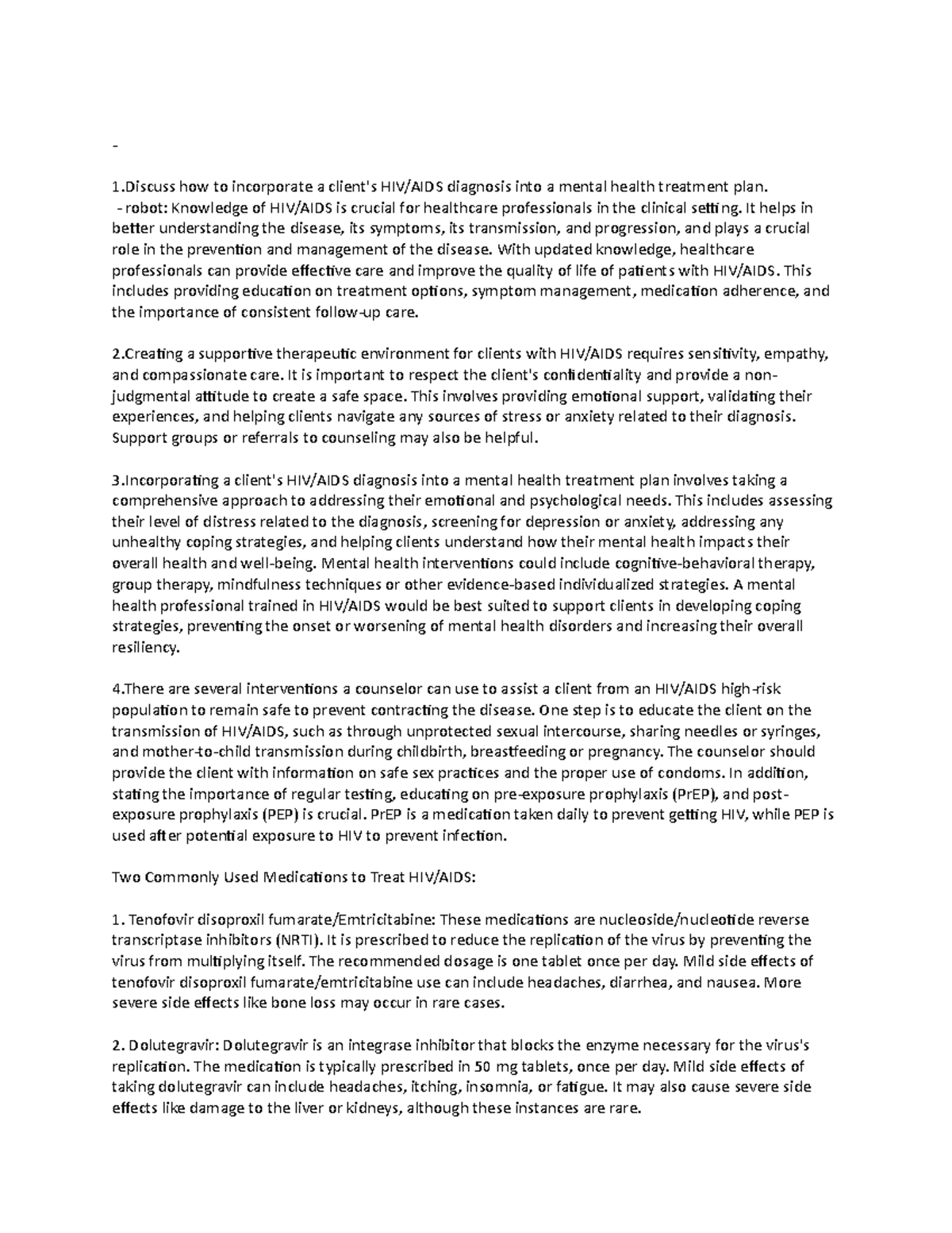 Pcn 153 last essay - 1 how to incorporate a client's HIV/AIDS diagnosis ...