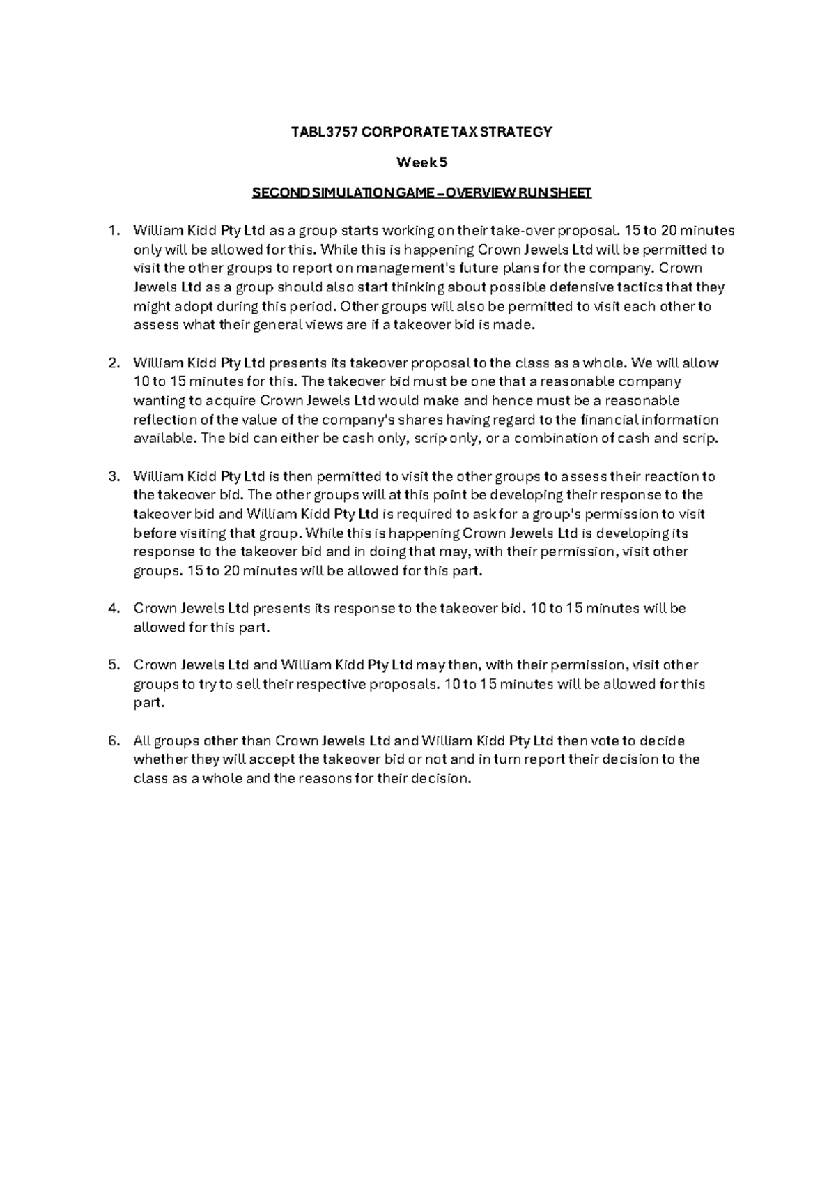 TABL3757 Simulation 2 Run Sheet T3 2024 - TABL3757 CORPORATE TAX ...