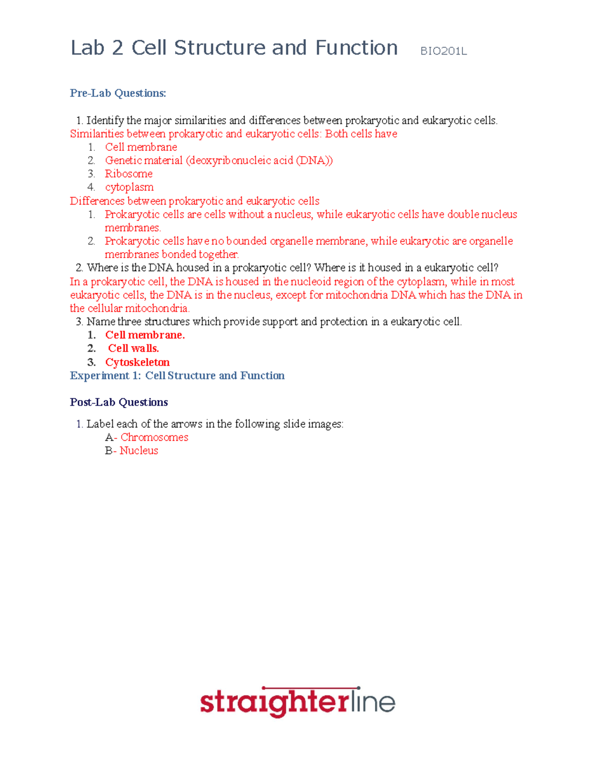 Lab week 2 Straighterline Anatomy I lab 2 PreLab Questions “1