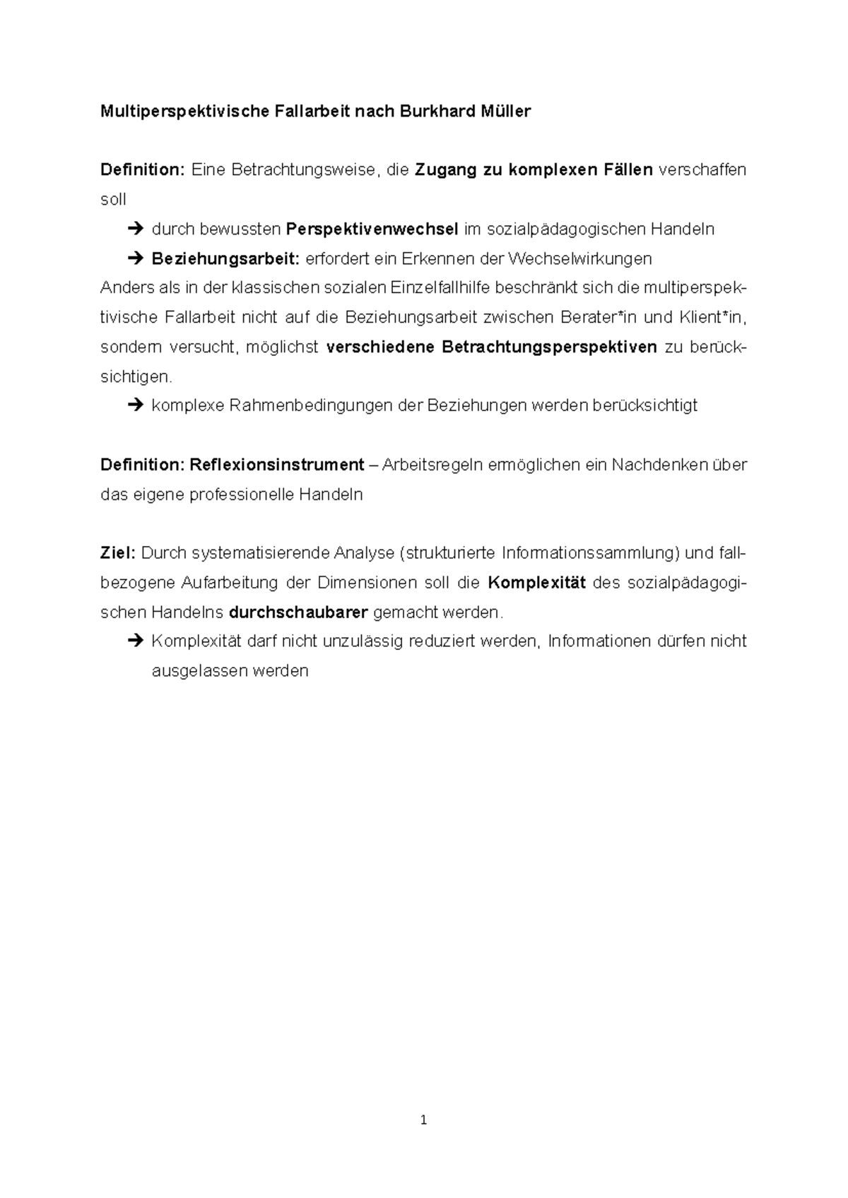 Multiperspektivische Fallarbeit Nach Müller 8 Multiperspektivische Fallarbeit nach Burkhard Müller Zusammenfassung