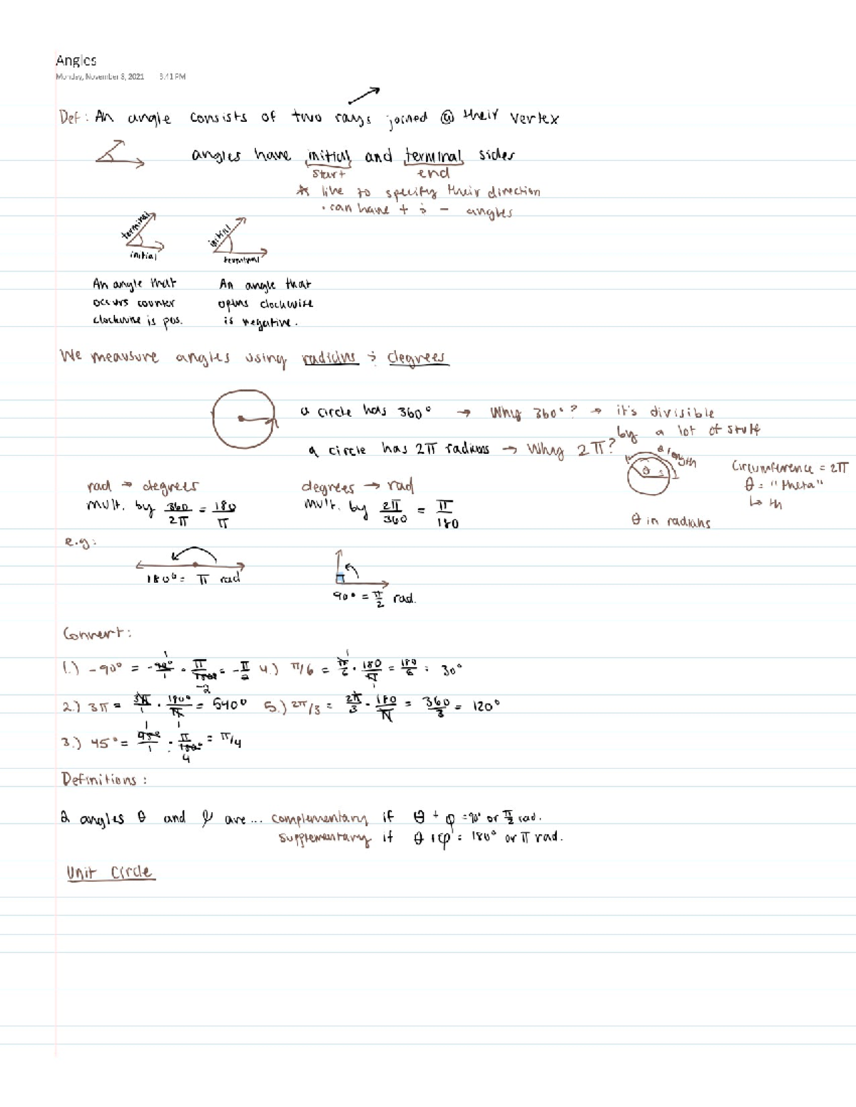 Angles - unit 3 - MATH 9 - Studocu